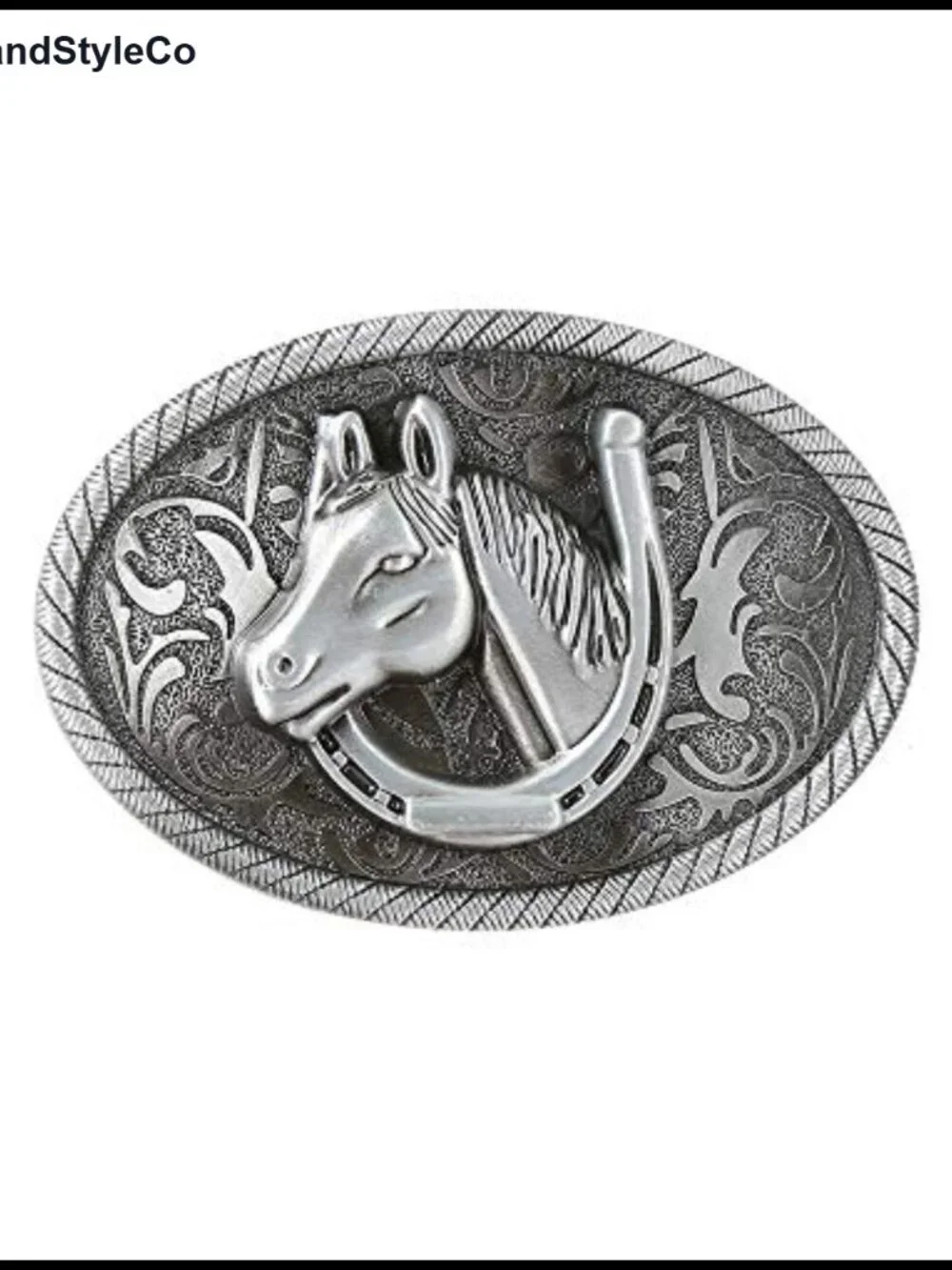 Vintage Western Cowboy Belt Buckle - Silver Horse Head Design, Zinc Alloy -